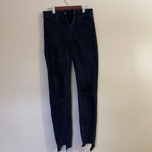 Ripped American Eagle skinny jeans, black. Size 0